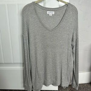 Stretchy heather gray everyday long-sleeve - Velvet by Graham and Spencer